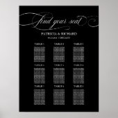 9 Tables Wedding Seding Chart Board Black Poster (Voorkant)