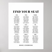 9 tafel grote bruiloft gast zitgrafiek poster (Voorkant)