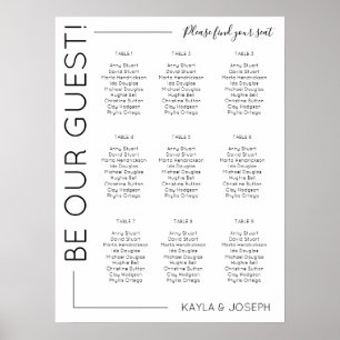 9 tafel Minimalistische trouwstoelindeling sjabloo Poster