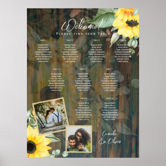 9 Tafel Rustige houten ZONNEN FOTOZITTING Poster (Voorkant)
