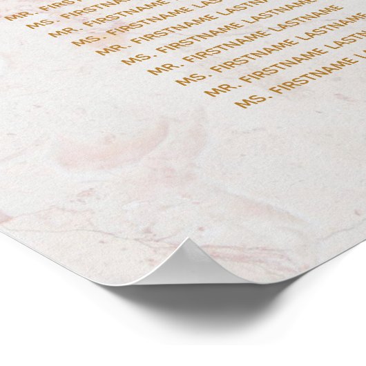 9 Tafelbruiloft Grafiek roze Magnolia Marble Poster (Hoek)