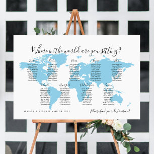 9 Tafels Bestemmingen Wereldkaart Zitplaats Chart Poster