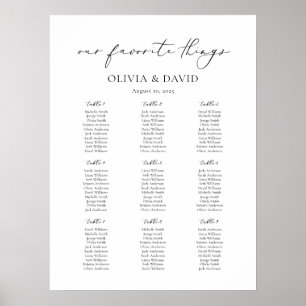 9 Tafels Eenvoudig Onze Favoriete Dingen Zitschema Poster