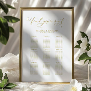 9 Tafels Trouwzaalstoelindeling Goud Folie Poster