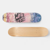 9 Tail Fox Aziatisch Roze Cherry Blossom Skateboar Skateboard (Horizontaal)