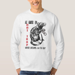 9 tot 5 Rat Trap Anti-Work Rat in handboeien T-shirt