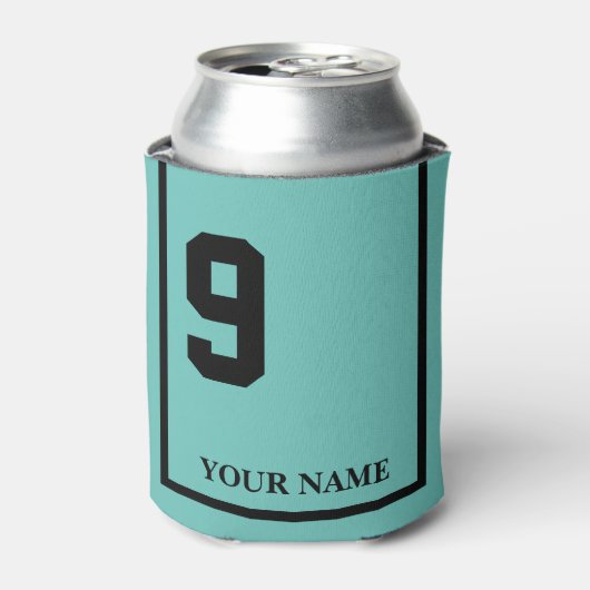 9 Turquoise met zwart paard zadeldeken Custom Blikjeskoeler (Blikje Voorkant)