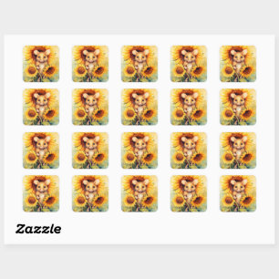 9 van 17 Zonnebloementuin Miceville Vierkante Sticker