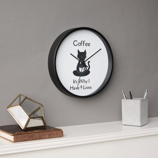 9 Vit Coffe Cat Horloge (Bureau)