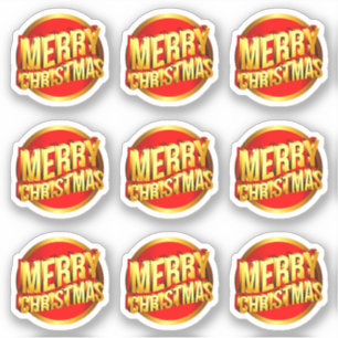 9 Vrolijk kerstfeest 3D-effect Rood Gold Text Kiss Sticker