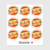 9 Vrolijk kerstfeest 3D-effect Rood Gold Text Kiss Sticker (Vel)