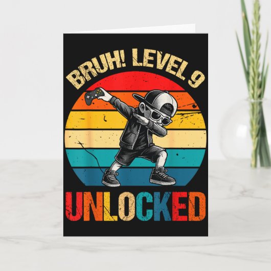 9 Years Old Dabbing Boy Bruh 9th Level Unlocked Bi Kaart (Voorkant)