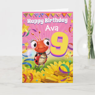 9ans Carte d'anniversaire personnalisée Gamme Litt