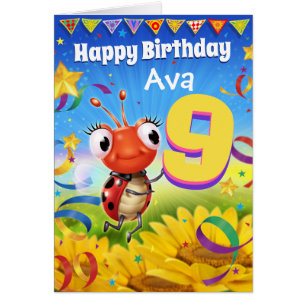 9ans Carte d'anniversaire personnalisée Gamme Litt