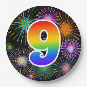 9de evenement - Fun, kleurrijk, vet, regenboog 9 Papieren Bordje