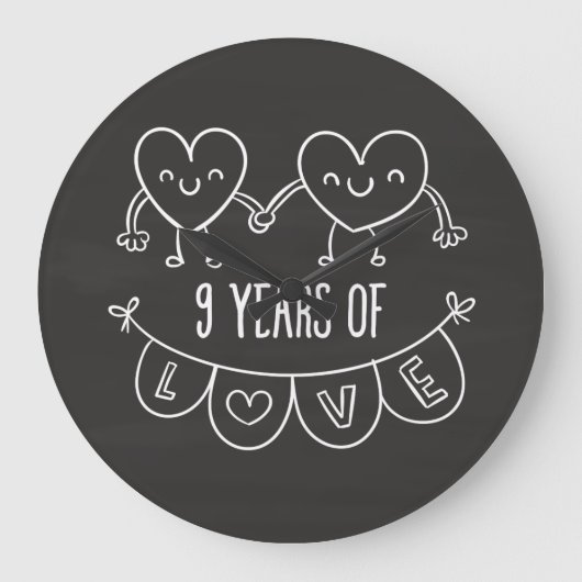 9de Jubileum - Gift Chalk Hearts Grote Klok (Voorkant)