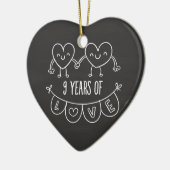 9de Jubileum - Gift Chalk Hearts Keramisch Ornament (Links)