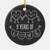 9de Jubileum - Gift Chalk Hearts Keramisch Ornament (Voorkant)