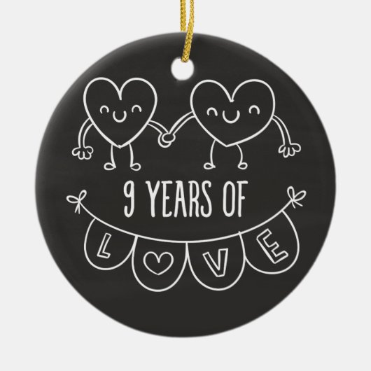 9de Jubileum - Gift Chalk Hearts Keramisch Ornament (Voorkant)