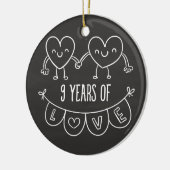 9de Jubileum - Gift Chalk Hearts Keramisch Ornament (Links)