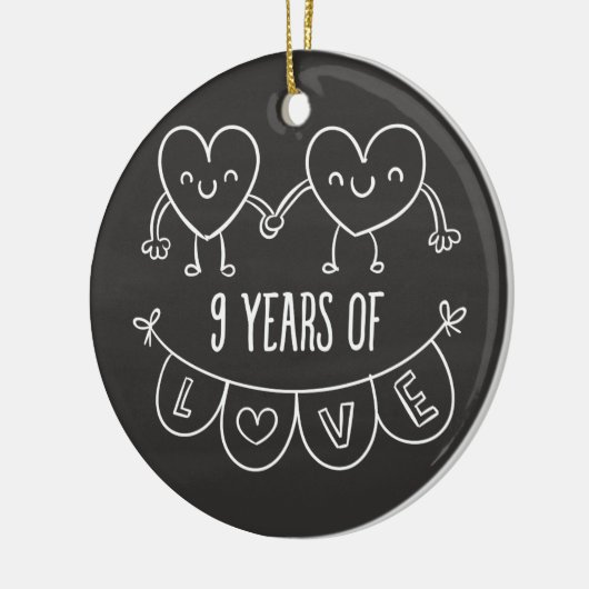 9de Jubileum - Gift Chalk Hearts Keramisch Ornament (Links)