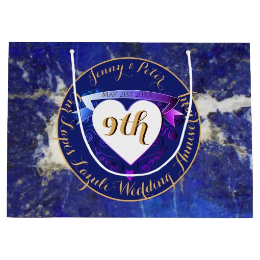 9de Jubileum Lapis Lazuli Kleur Groot Cadeauzakje (Voorkant)