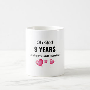 9de Jubileum van het huwelijk Funny Gift voor hem  Koffiemok