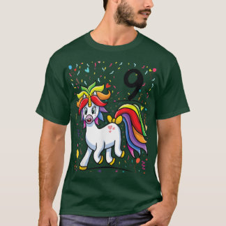 9de partij: 9 jaar Unicorn Partij 9de verjaardag T-shirt