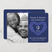 9de trouwdag Lapis Lazuli blauwe foto Kaart (Voorkant / Achterkant)