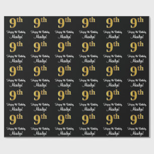 9de verjaardag: Eltige luxe Faux Gold-look # Cadeaupapier