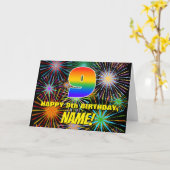 9de verjaardag: Fun, kleurrijk gevuurwerk Kaart (Gele Bloem)