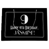 9de verjaardag: Kunst Deco Geïnspireerde stijl "9" Groot Cadeauzakje (Voorkant)