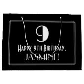 9de verjaardag: Kunst Deco Geïnspireerde stijl "9" Groot Cadeauzakje (Achterkant)