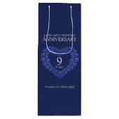 9de verjaardag van het huwelijk Lapis Lazuli hartb Wijn Cadeautas (Voorkant)