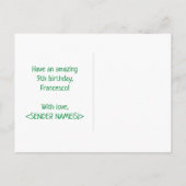 9de verjaardag: Vet, Vun, eenvoudig, regenboog 9 Briefkaart (Achterkant)