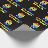 9de verjaardag: Vet, Vun, eenvoudig, regenboog 9 Cadeaupapier (Hoek)