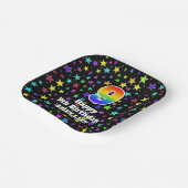 9de verjaardag: vun stars pattern en regenboog "9" papieren bordje (Gebogen)