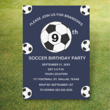 9de verjaardagsfeestje voetbal blauw jongens sport