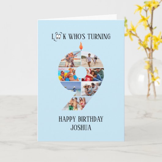 9e anniversaire Carte photo (Fleur jaune)