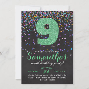 9e anniversaire Confetti Invitation