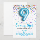 9e anniversaire Confetti Invitation (Devant / Derrière)
