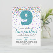 9e anniversaire Confetti Invitation (Debout devant)
