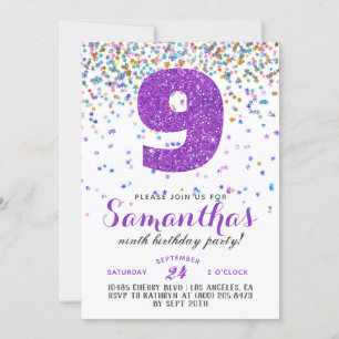 9e anniversaire Confetti Invitation