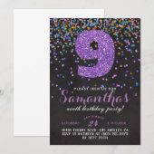 9e anniversaire Confetti Invitation (Devant / Derrière)