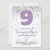 9e anniversaire Confetti Invitation (Devant)