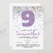 9e anniversaire Confetti Invitation (Devant / Derrière)