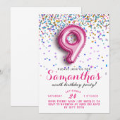 9e anniversaire Confetti Invitation (Devant / Derrière)