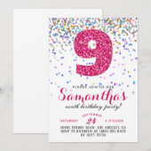 9e anniversaire Confetti Invitation (Devant / Derrière)