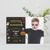 9e anniversaire Halloween Invitation | Boo-Day éff (Debout devant)
