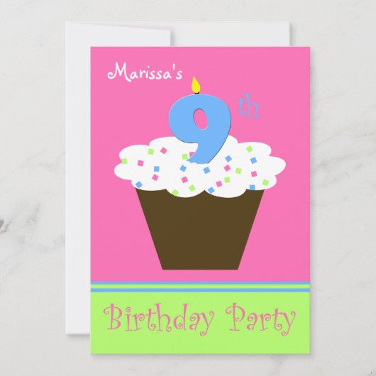 9e anniversaire Invitation de fête 9 Bougie (Devant)